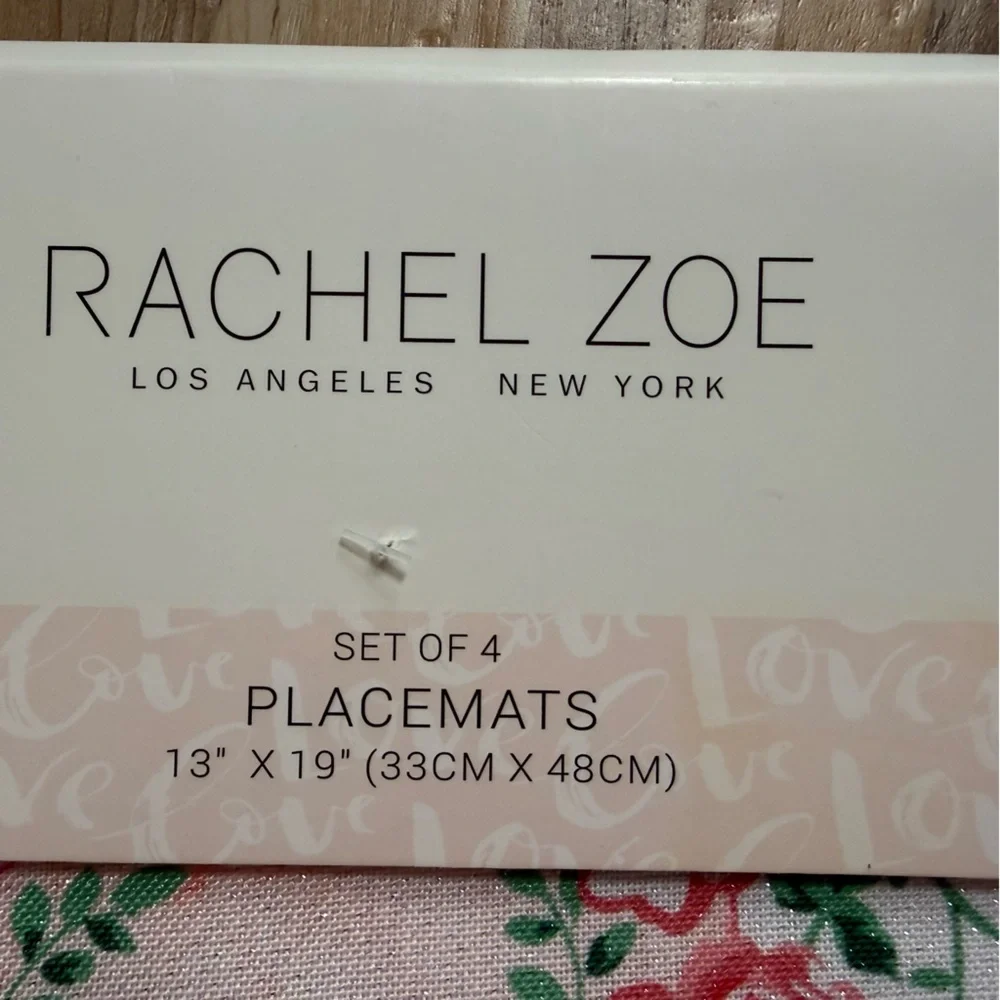 NEW Rachel Zoe Roses & Hearts Placemats 4pc Set 13x19 Valentines Sweetest *read
